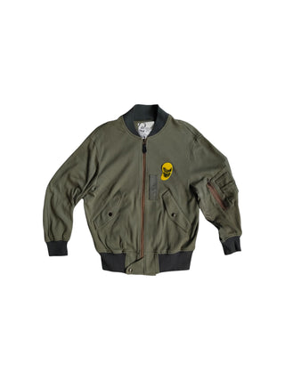 Khaki Green Cotton Zip Up Jacket