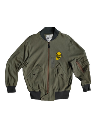 Khaki Green Cotton Zip Up Jacket
