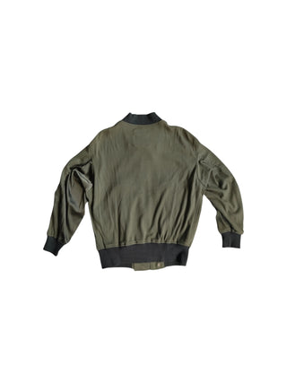 Khaki Green Cotton Zip Up Jacket