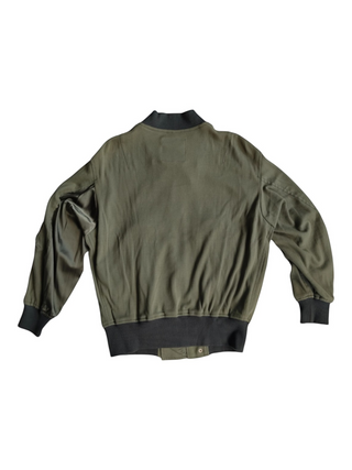 Khaki Green Cotton Zip Up Jacket