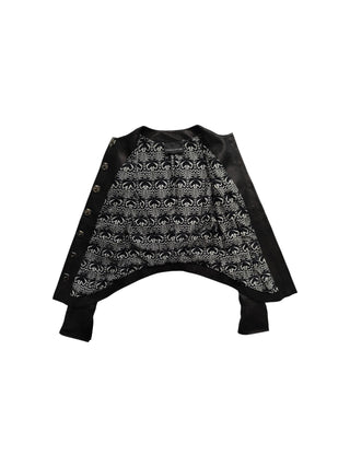 Black Round Neck Lamb Leather Jacket