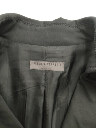 Black Thin Wool Blazer With On-Tone Embroidery