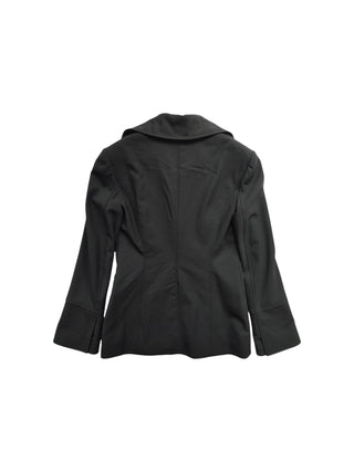 Black Thin Wool Blazer With On-Tone Embroidery