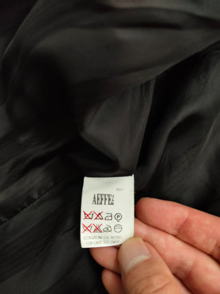 Black Thin Wool Blazer With On-Tone Embroidery