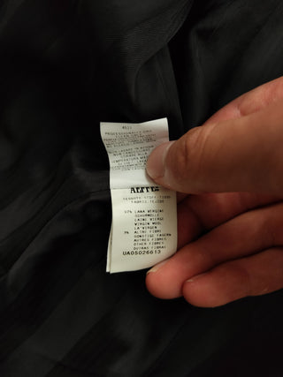 Black Thin Wool Blazer With On-Tone Embroidery