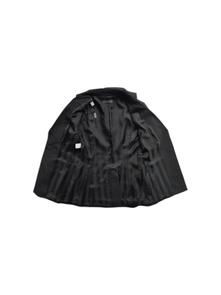 Black Thin Wool Blazer With On-Tone Embroidery