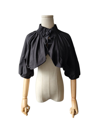 Cropped Jacket With Gold Logo Plate On The Arm