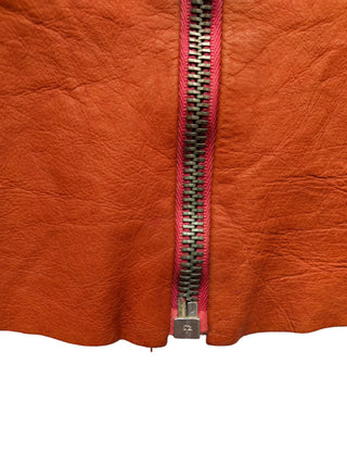 Rusty Orange Leather Jacket With A Drop Back