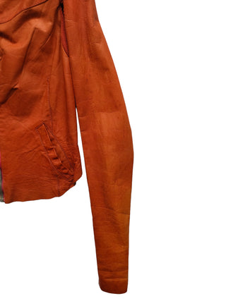 Rusty Orange Leather Jacket With A Drop Back