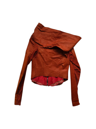 Rusty Orange Leather Jacket With A Drop Back