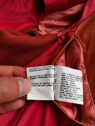 Rusty Orange Leather Jacket With A Drop Back