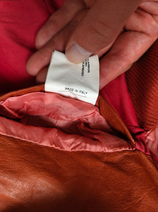 Rusty Orange Leather Jacket With A Drop Back