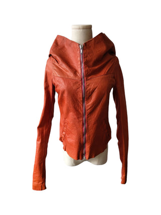 Rusty Orange Leather Jacket With A Drop Back