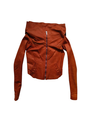 Rusty Orange Leather Jacket With A Drop Back