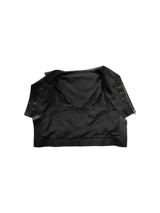 Black Short Sleeves Leather Jacket With A Longer Back Tail
