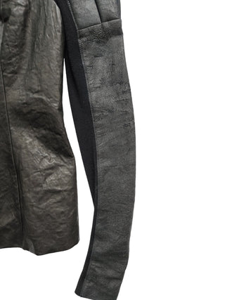 Black Zip Up Leather Jacket With Iconic Pagoda Shoulders