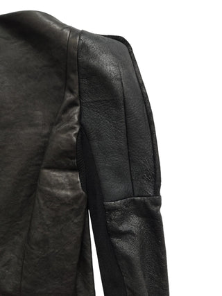 Black Zip Up Leather Jacket With Iconic Pagoda Shoulders