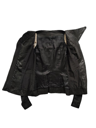 Black Zip Up Leather Jacket With Iconic Pagoda Shoulders