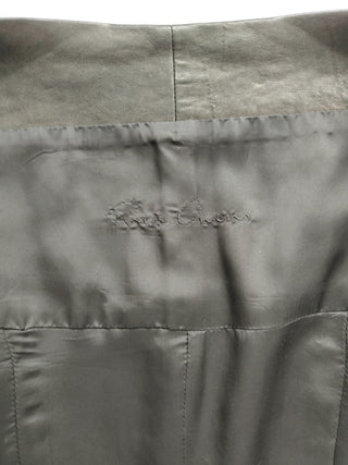 Black Zip Up Leather Jacket With Iconic Pagoda Shoulders