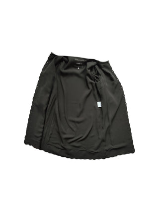 Wine Red Knee Length Thin Dinner Jacket With Black Lace Details