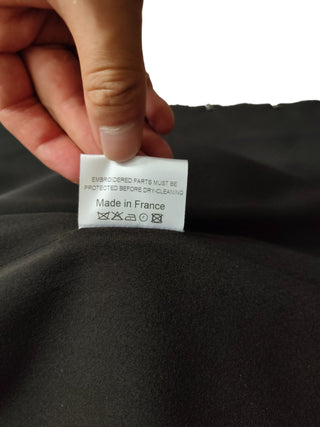 Wine Red Knee Length Thin Dinner Jacket With Black Lace Details