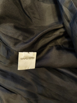 Black Trench Coat With Beige Print At The Bottom And A Matching Belt Strap