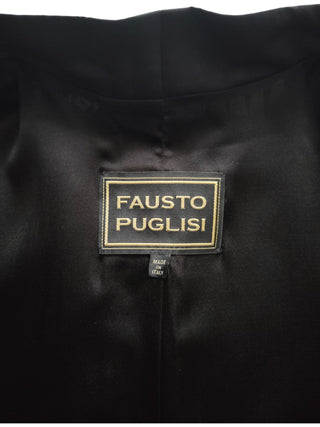 Black And Beige Silk Mid Length Coat With Overall Graphic Print