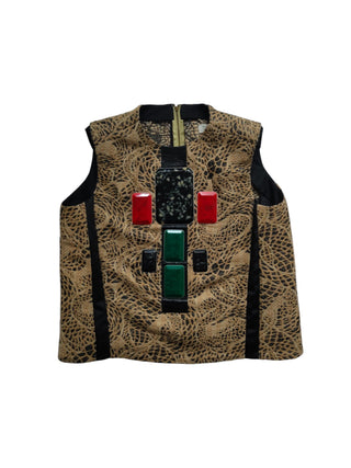 Black And Brown Woven Sleeveless Top