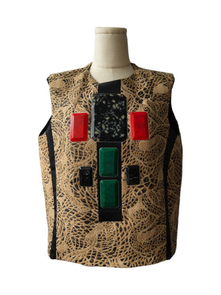 Black And Brown Woven Sleeveless Top