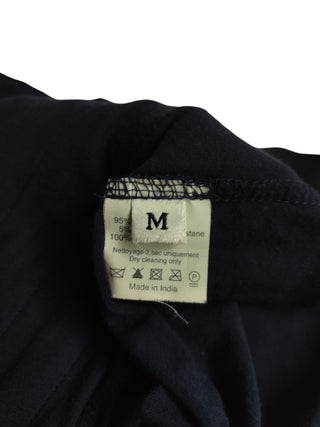 Black And Navy Blue T-Shirt With Black Fabric Stripes In The Front