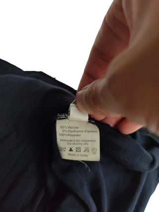 Black And Navy Blue T-Shirt With Black Fabric Stripes In The Front