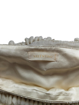 Cream Silk Evening Top With Sequence And Ruffles