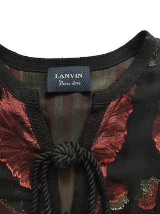 Black Viscose Blouse With Overall Autumn Tone Prints