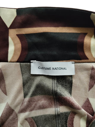 Brown Tone Retro Print Low-V Blouse