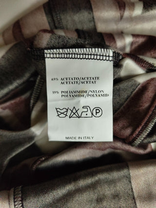 Brown Tone Retro Print Low-V Blouse