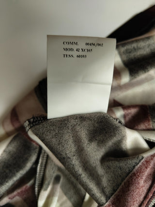 Brown Tone Retro Print Low-V Blouse