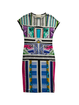 Colorful Overall Print Stretch Viscose Dress