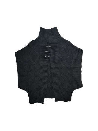 Black Knitted Vest With High Collar And 3 Toggles Buttons