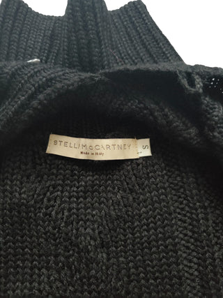 Black Knitted Vest With High Collar And 3 Toggles Buttons