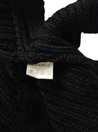 Black Knitted Vest With High Collar And 3 Toggles Buttons