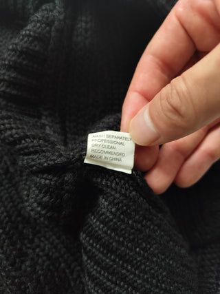 Black Knitted Vest With High Collar And 3 Toggles Buttons