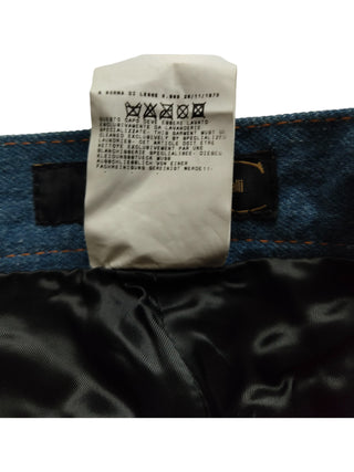 Brown Leather And Denim Mixed Straight Leg Pants