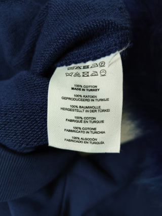 Midnight Blue Cotton Sweatshirt With Decorative On Tone Feather