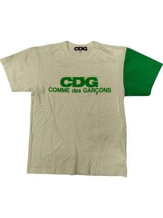 White T-Shirt With Neon Green Sleeve