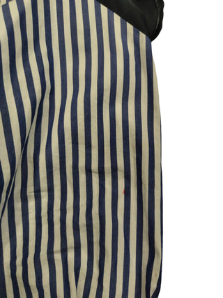 Blue And White Striped Shirt With Black Chiffon Details
