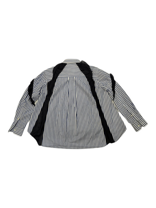 Sacai Blue And White Striped Shirt With Black Chiffon Details, back