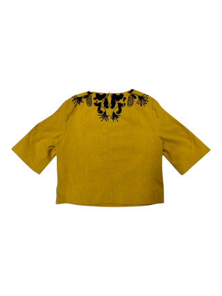 Dries Van Noten Mustard Yellow Round Neck 3/4 Sleeves Shirt, back
