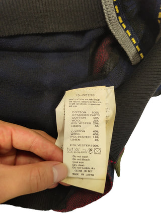 Navy Blue And Black Round Neck Cotton Pullover