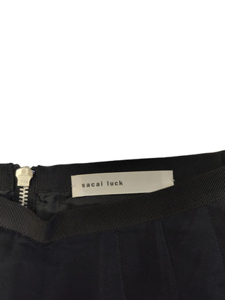 Black A-Line Flare Skirt With Cloth Ribbon Trimmings