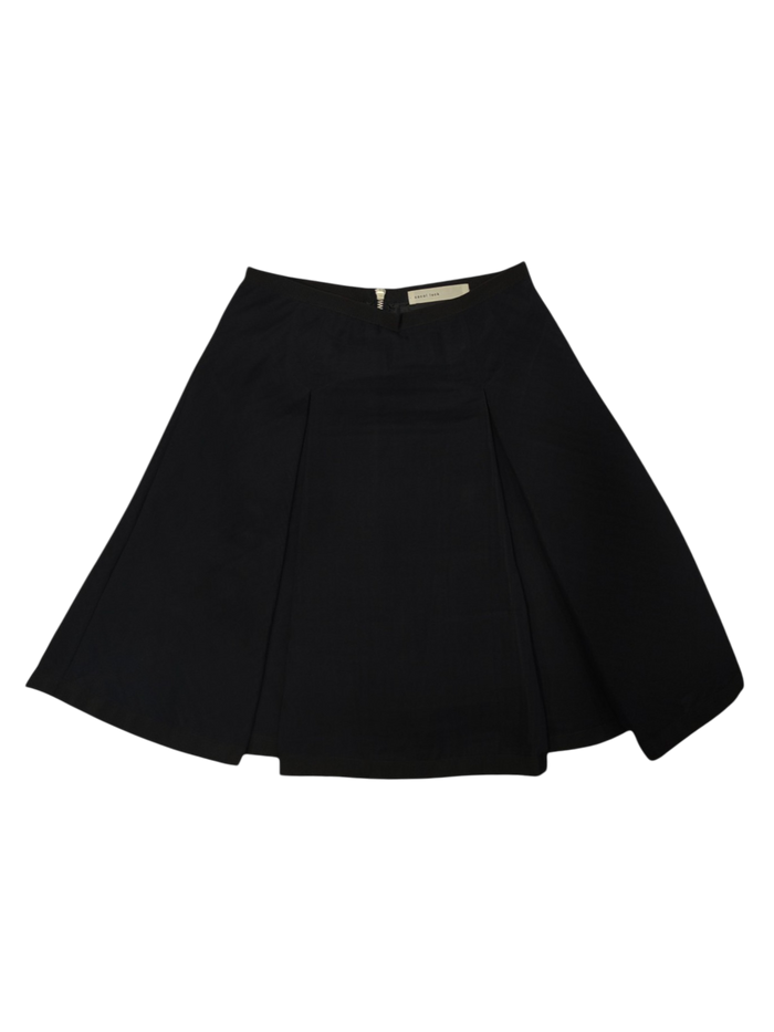 Black A-Line Flare Skirt With Cloth Ribbon Trimmings